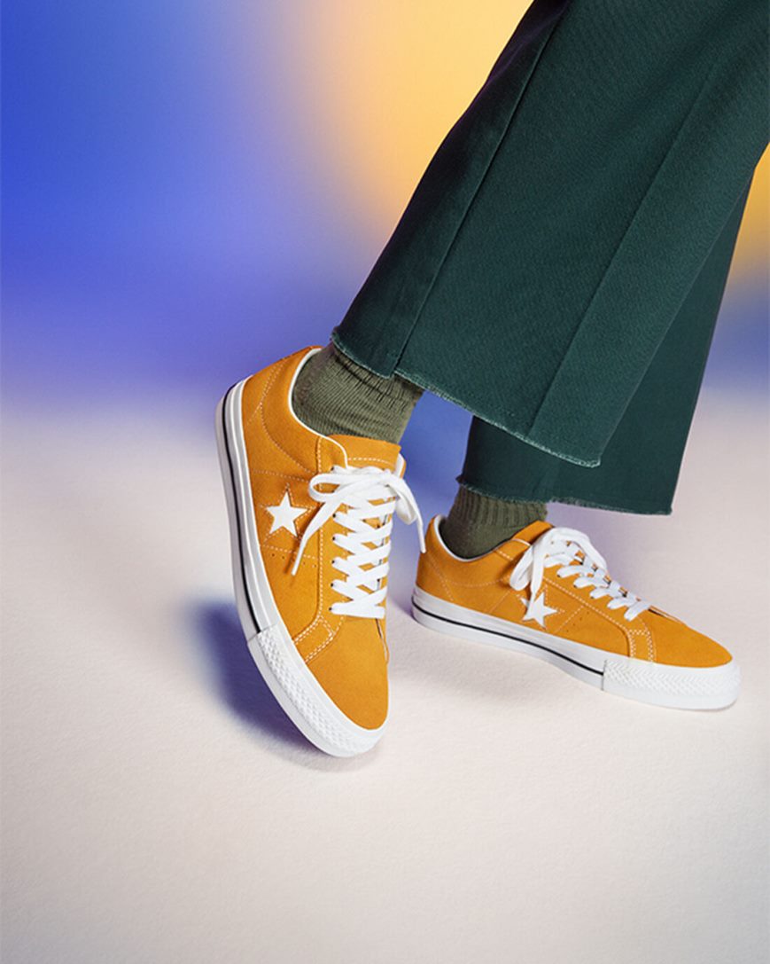 Men's Converse One Star Pro Skate Shoes Gold Orange / White / Black | AU C4631P